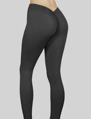 NEW PoshSnob Petite Brazilian Scrunch Deep V-Back Scrunch Leggings Slim Gym Active Blend XS-M