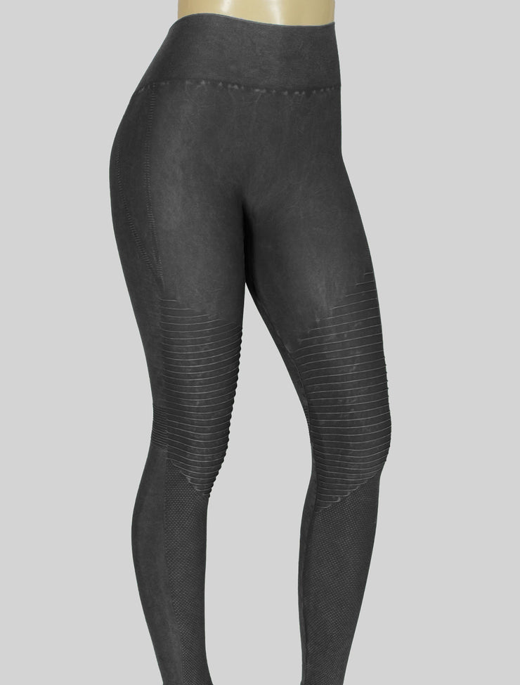 NEW PoshSnob Curve CLUB Stone Wash Moto Deep V-Back Scrunch Leggings XL-XXL