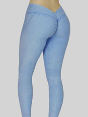 NEW PoshSnob Curve CLUB Stone Wash Moto Deep V-Back Scrunch Leggings XL-XXL