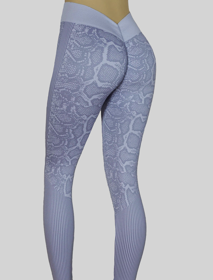 NEW PoshSnob SPORT Snake Print Brazilian V-Back Scrunch Leggings M-L
