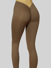 NEW PoshSnob V-Back "Second Skin" deep scrunch Leggings Neutral Earth Colors S-XL