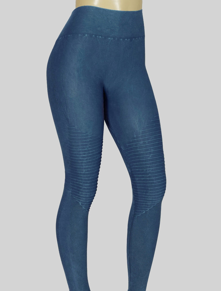 NEW PoshSnob Curve CLUB Stone Wash Moto Deep V-Back Scrunch Leggings XL-XXL