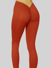 NEW PoshSnob V-Back "Second Skin" deep scrunch Leggings Neutral Earth Colors S-XL