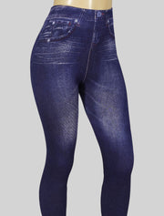PoshSnob Brazilian Deep Scrunch Bum Mid-Waist Denim Print Cotton Jeggings M-XL