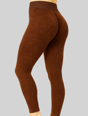 NEW PoshSnob Deep Scrunch High-Waisted Faux Crushed Leggings Athleisure Blend S-L