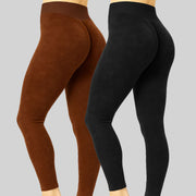 NEW PoshSnob Deep Scrunch High-Waisted Faux Crushed Leggings Athleisure Blend S-L
