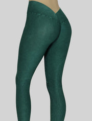 NEW PoshSnob CLUB Stone Wash Moto Deep V-Back Scrunch Leggings XS-L
