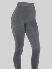 NEW PoshSnob CLUB Deep Scrunch Titanium Grey Silver Sparkle V-Back Leggings M-XXL