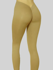 NEW PoshSnob V-Back "Second Skin" deep scrunch Leggings Neutral Earth Colors S-XL