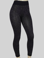 NEW PoshSnob Deep Scrunch Sparkle Sheer Rear V-Back Leggings S-L Intimate Blend