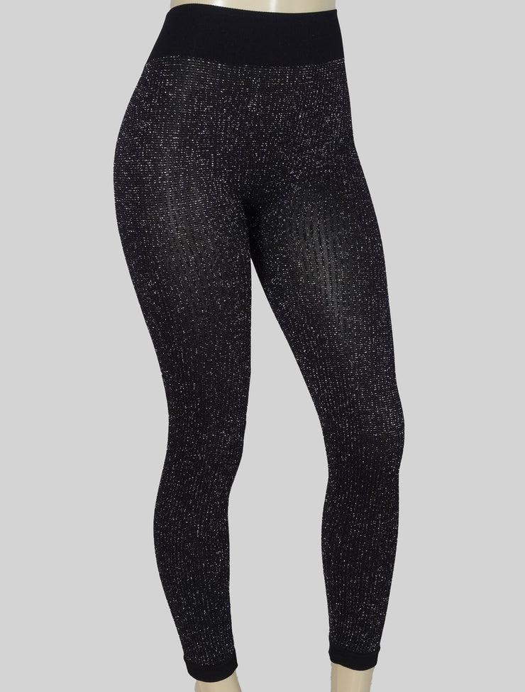 NEW PoshSnob Deep Scrunch Sparkle Sheer Rear V-Back Leggings S-L Intimate Blend