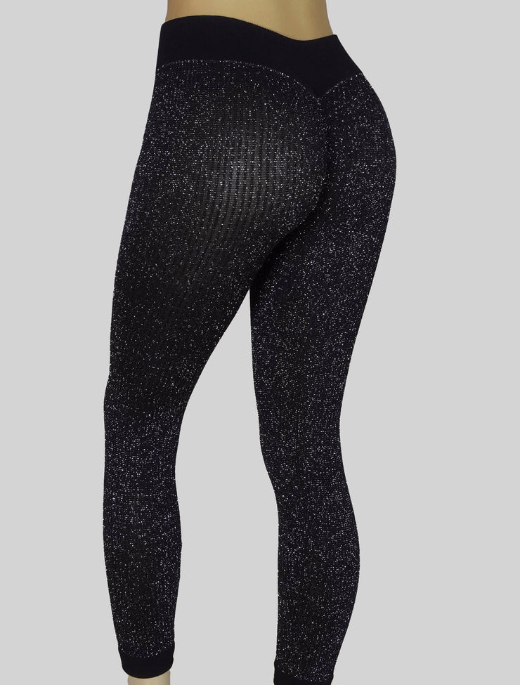 NEW PoshSnob Deep Scrunch Sparkle Sheer Rear High Waist Leggings S-L Intimate Blend