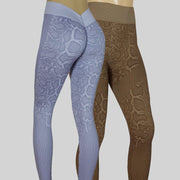 NEW PoshSnob SPORT Snake Print Brazilian V-Back Scrunch Leggings M-L