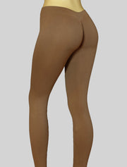 NEW PoshSnob Mid-Rise "Second Skin" deep scrunch Leggings Neutral Earth Colors S-XL