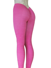 PoshSnob "Active V-BACK" FLeece Heathered Seamless Brazilian Scrunch Bum Clubwear Leggings Sizes XS-M - 5 COLOR OPTIONS
