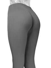 PoshSnob Ribbed "Lift & Fit" High Waisted Seamless Fitness Exercise Scrunch Leggings SPORT Sizes XS-L -10 Color Options Pink Cran Red Blue
