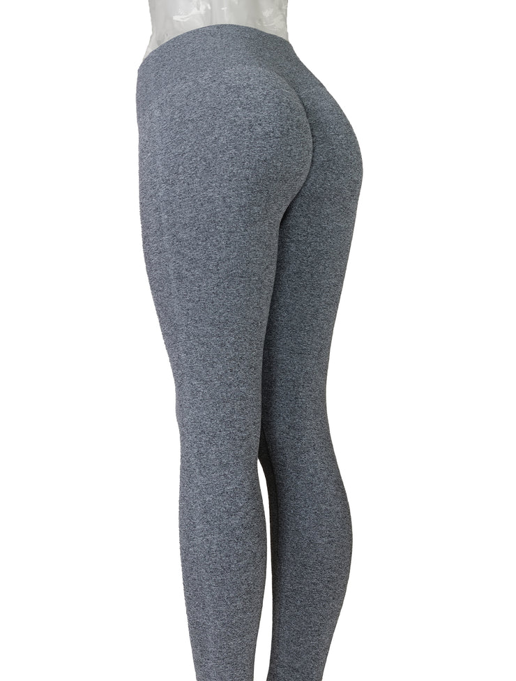 PoshSnob Ribbed "Light Compression" High Waisted Seamless Fitness Exercise Scrunch Leggings SPORT Sizes S-L Purple Tan Grey Olive - 4 COLOR OPTIONS