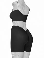 PoshSnob "Thin Skin SHORTIES" Cami Set Deep Scrunch Brazilian Seamless Shorts Lounge Sizes S-XL - V-BACK Option